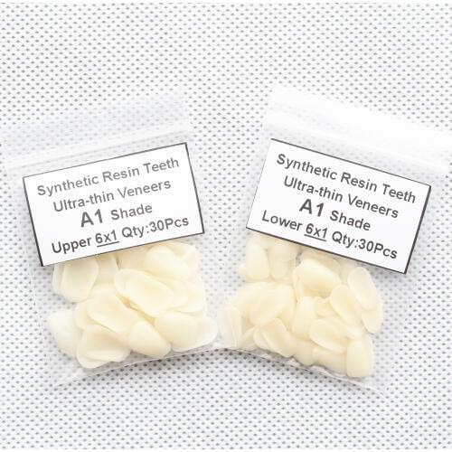 2 Packs Dental Ultrathin A1 Shade Upper & Lower Anterior Composite Synthetic Resin Teeth Veneers Tooth Restorative Whitening