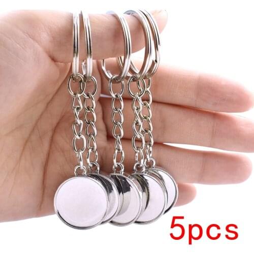 5PCS/lot Handmade Keychain Base Blank Keyring Double Side Pendant Diy Key Chain Fit 20mm Glass Cabochon Jewelry Supplier