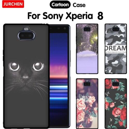 JURCHEN Case For Sony Xperia 8 Case Silicone Cover For Sony Xperia 8 Dual SIM Cover 3D Cute Cartoon For Sony 8 2019 Coque