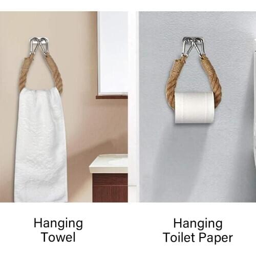 Hemp Rope Toilet Paper Holder Wall-mounted Rope Paper Bohemian Style Paper Towel Roll Hanging Towel Rack For Bathroom Decoration
