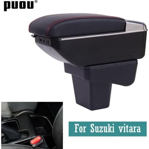 For Suzuki vitara Double layer armrest box central Store content Storage box with Ashtray Cup holder accessories Russian version