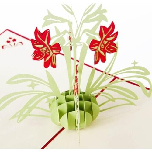 Hot 3D Laser Cut Handmade Narcissu Flower Paper Invitation Greeting Cards PostCard Business Festival Blessing Gift Collection