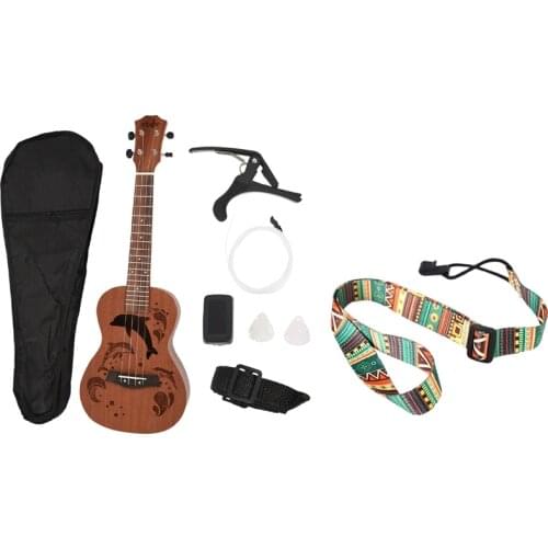 HOT Adjustable Soft Polyester Guitar Ukulele Guitar Acoustic Bass Shoulder Strap & Concert Ukulele Kits 23 Inch 4 String