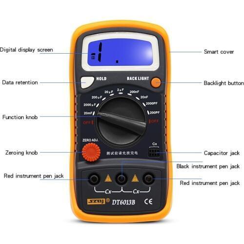 Capacitance Meter Handheld Digital Capacitance Meter Capacitor w/ LCD Backlight