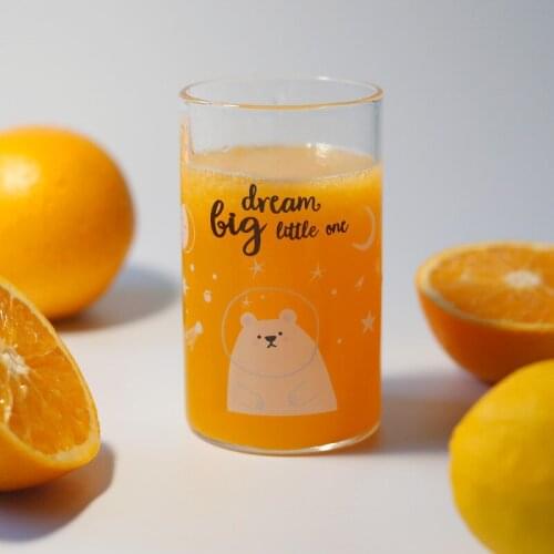 Korean Cup Cute Bear Glass Cup Heat-resistant Coffee Mug Cartoon Milk Juice Glass Childen Student Drinking Glass Drinking Cups