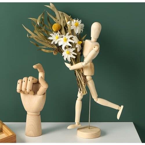 Creative Moveable Joints Wooden Figure Dolls Nordic Home Decoration Flexible Toys Miniature Figurines Desktop Decor Gift for Kid