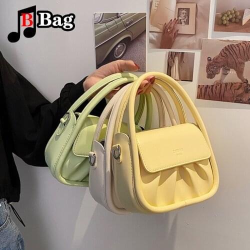 Fashion Mini Pleated Portable Small Square Bag Pure Color Simplicity Single Shoulder Cross-body Bag messenger bag trend Handbag