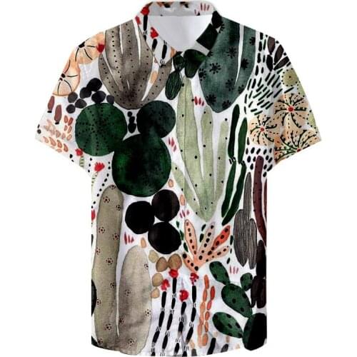 Fashion casual shirt stampati cactus e stelle dimensioni Strongman camicia estiva casual hip hop shirt