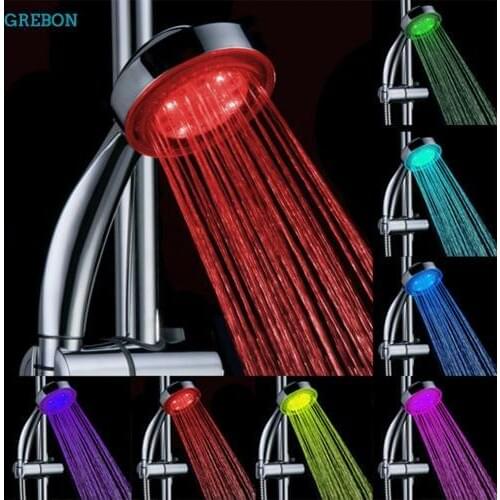 Shower Head LED Light Bathroom Water Saving Hand Rainfall Filter Color Pressure Rainfall Sensor Adjustable AUTO Change Spray Big