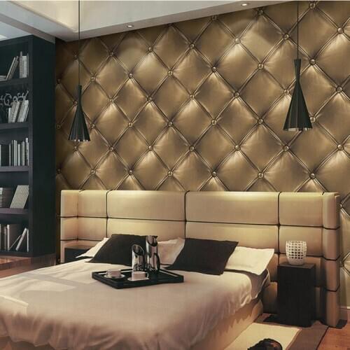 Wall Luxury Faux Leather Gold Papers Home Decor 3d Soft Wrap Waterproof Pvc Wallpaper Roll For Living Room Walls Vinilo Pared