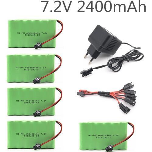 7.2v 2400mah AA NI-MH Battery with charger High capacity electric toy battery Remote car ship robot rechargeable 7.2 v 2400 mah