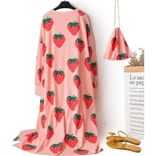 Lovely fruit women nightdress home dress plus size loose short sleeve 100% cotton sleepwear pyjamas night wear women nightgowns