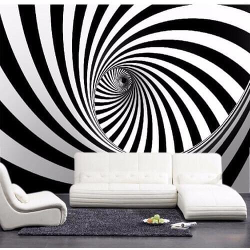 New 8D Large Mural Black White Irregular Lines Vortex Spiral 3d Mural Wallpaper 3D Wall Mural Wall paper for Living Room Decor
