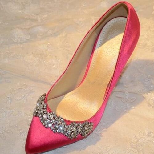 New Woman Spring Summer High Heel Shoes Satin Pointed Toe Fashion Dress Shoes Bridal Wedding Shoes