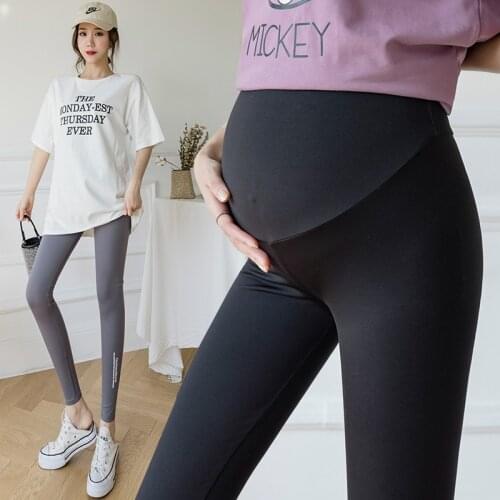 Slim fitted smooth Leggings For Pregnant Women Quick drying Sports Pants Maternity Spring Autumn stretched Pregnancy Trousers
