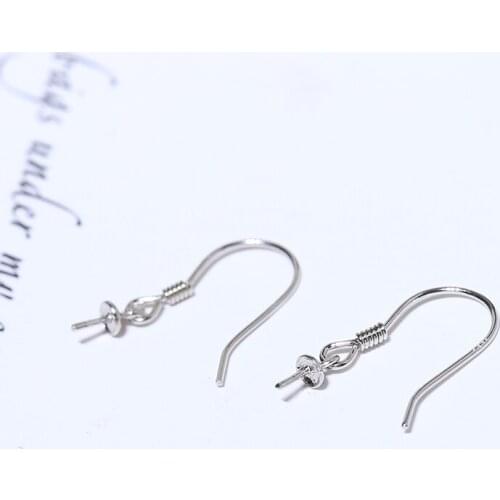 Wholesale HOT 925 Sterling Silver Drop Earrings Findings Settings Base Mountings Parts Mounts for Pearls Agate Coral Beads
