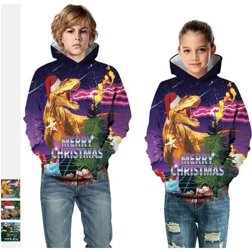 Autumn Boys 3D Dinosaur Printed Hoodies Toddler Girl Browl Christmas Hoodies Sweatshirt Kids Clothes Boy Sportswear Coat Tops