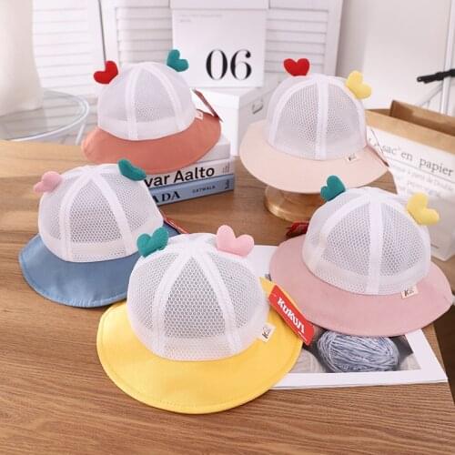 Doitbest mesh Kids Cotton Bucket Hats Summer Panama Antlers Love Sun Cap Spring Baby Boys Girls Outdoor Beach Fisherman Hat