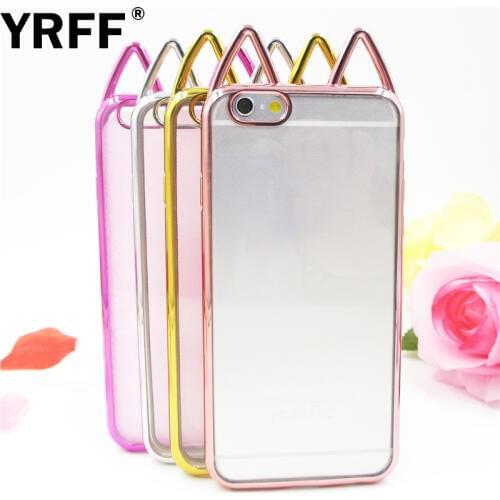 For iphone 6 7 Fundas Luxury Plating cartoon 3D koko Cat Ear Back Cover For iPhone 7 8 6 6S Clear Cat Ear soft Case