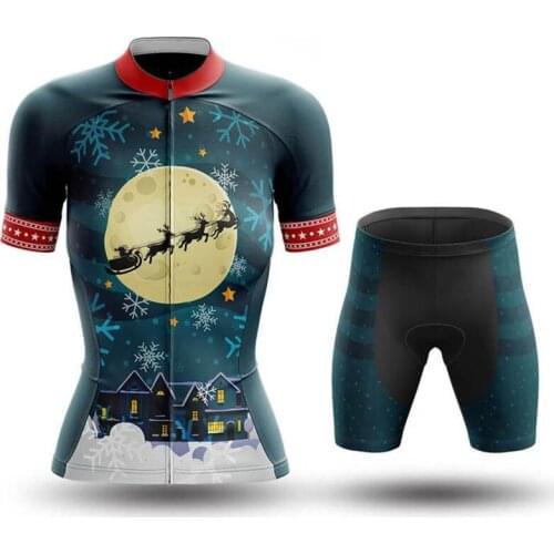 Christmas 2020 Christmas Night Womens Cycling Kit Professional Cycling clothing Quick Dry Summer Short-Sleeved Cycling Shirt