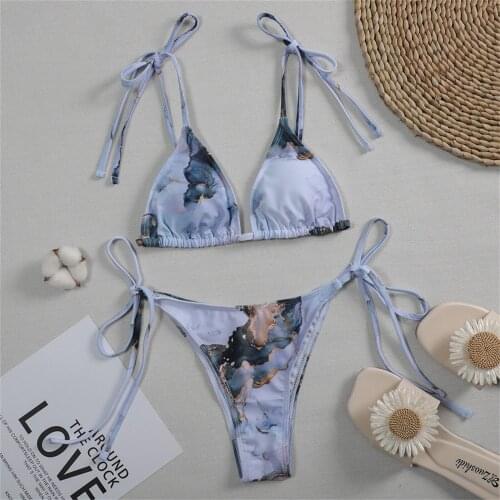 Sexy Women Swimsuit Suit Bandage Bikini Push-Up Swimwear Tie-Dye Swimsuit Beachwear Set Fashion Ladies Bikini set new style
