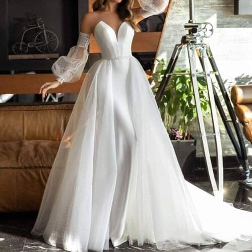 White Detachable Tulle White Handmade Puff Skirt Wavelet Dots Lace Belt Long Train Tailing Detachable Skirt for Bridal Wedding