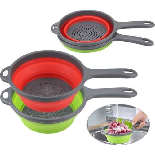 Foldable Drain Basket Colander Fruit Vegetable Washing Basket Strainer Collapsible Drainer With Handle Kitchen Storage Tools
