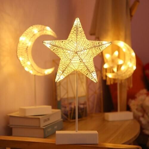 Heart Star Tree Shape Creative LED Night Light Grass Rattan Woven Battery Powered Night Lamp Party Home Bedroom Decoration Light