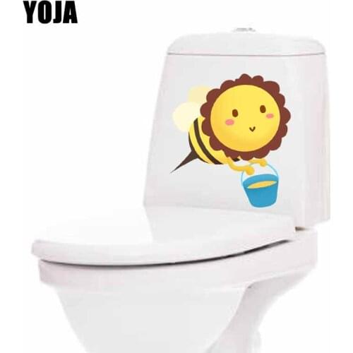 YOJA 21.4X22.7CM Funny Animal Bedroom Home Decor Toilet Sticker Wall Decal Cartoon Bee T5-0989