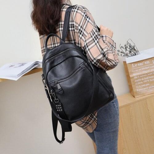Viney backpack womens 2020 new tide large-capacity leather womens bag fashion Korean school bag Joker backpack designer bag