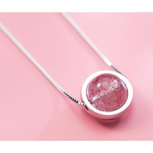 MloveAcc Genuine 925 Sterling Silver Necklaces & Pendants Strawberry Crystal Accessories for Women Sterling Silver Jewelry