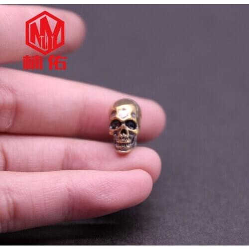1PCS MINI Skull EDC Paracord Brass Knife Bead Outdoor Flashlight Car Key Pendant