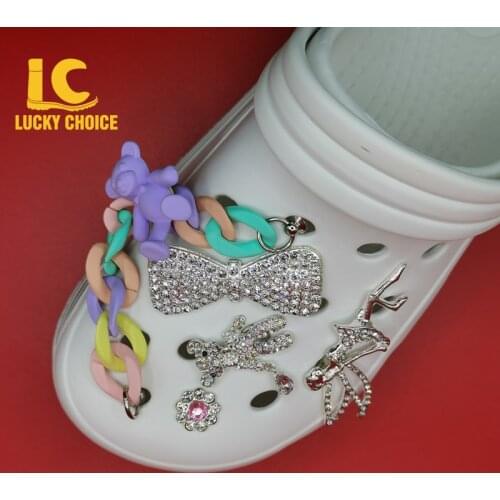 1pc Shoes DIY Charms for Croc Charms Designer Charms Bling Rhinestone Gift for Clog Decaration Metal Love Butterfly Accessories