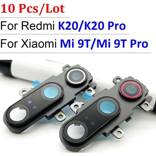 10Pcs/Lot,Rear Camera Glass Lens Cover With Frame Holder with Sticker Replacement For Xiaomi Mi 9T / Mi 9T Pro / Redmi K20 / K20