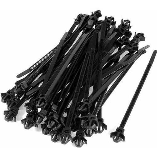 100pcs 200MM Hole Nylon Plastic Vehicle Cable Tie Car Wiring Harness Retainer Clip Nylon Zip Ties Push Mount Auto Fasteners