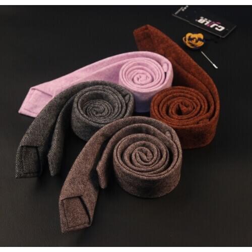 17colors high-end Korean fashion designer mens neck tie slim skinny 6cm wool solid ties for men business gravatas 20pcs/lot