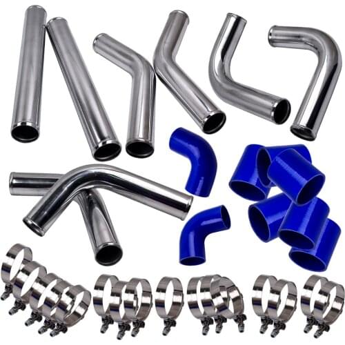2.5 inch Universal Aluminum Intercooler Turbo Piping pipe Kit+ Silicone+Clamp