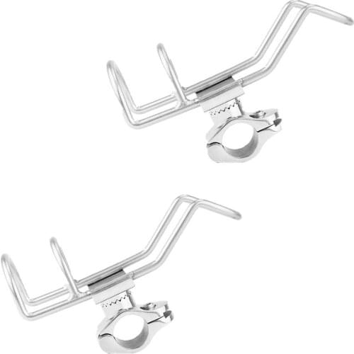 2 Stainless Steel 316 Fishing Rod Rack Holder Pole Bracket Support Clamp On Rail Mount 26 or 32mm Boat Accessories Marine Grade