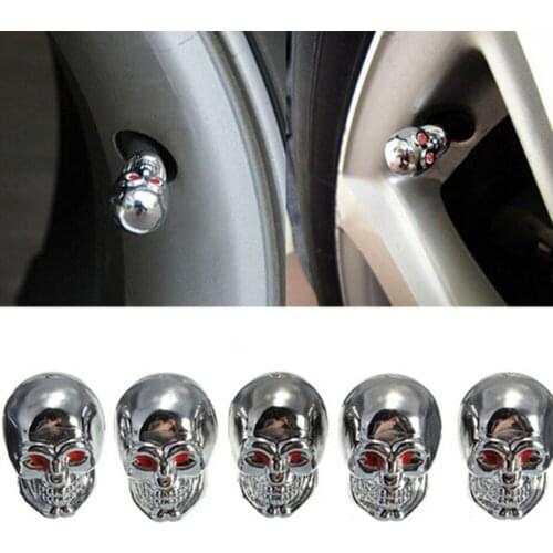 4pcs/set Skull Tire Stem Air Valve Caps Dust Covers Accessories Bicycle Motorcycle Car Modified Tire Valve Cap