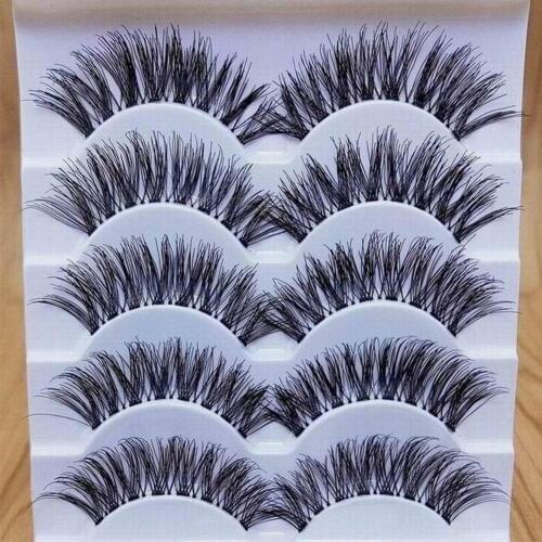 5 Pairs Makeup Handmade Natural Long Volume False Eyelashes Lady Lashes Extensions Eyelashes Artificial Eyelash Practice