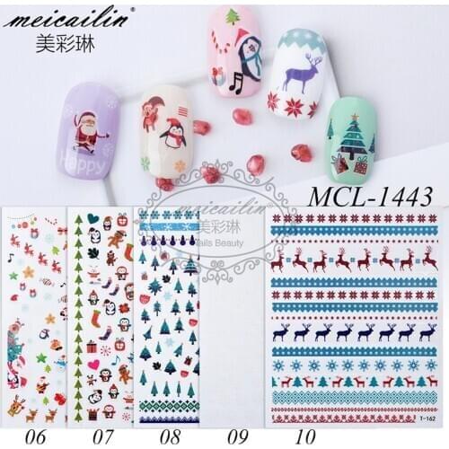5pcs Mixed Design Winter Snowflake Christmas Nail Sticker DIY Tattoo Art Self-adhesive Decals Manicure Decoration Accessory