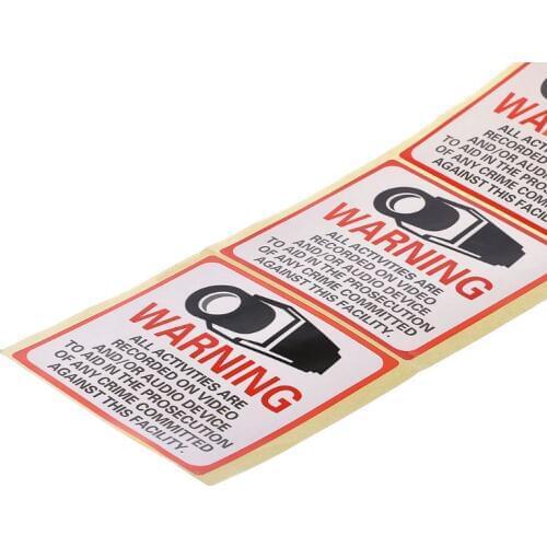 8PCS Warning Stickers SECURITY CAMERA IN USE Self-adhensive Safety Label Signs Decal