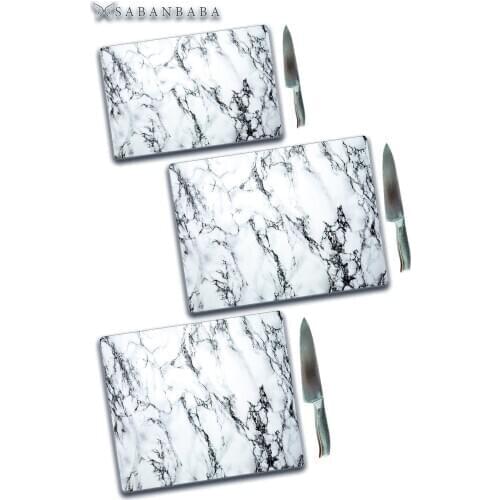 White Marble Looking Glass Cutting Board 3 Pcs Glass Cutting Board-Glass Cutting Table