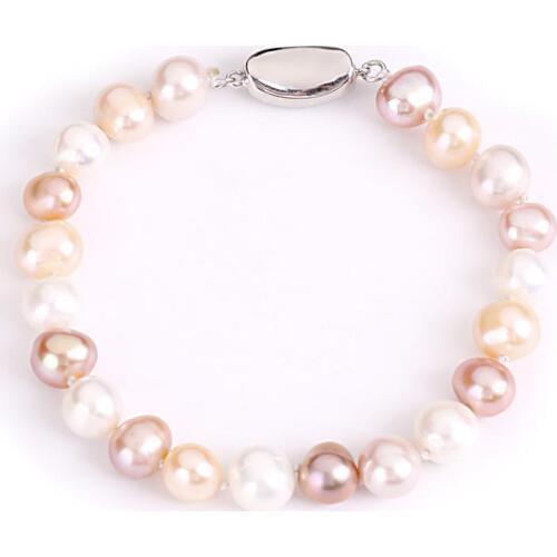 Natural Freshwater Pearl Charm Bracelets & Bangles for women 8-9mm jewelry gift Pearls Jewelry Bracelet Perle Bracelet Femme