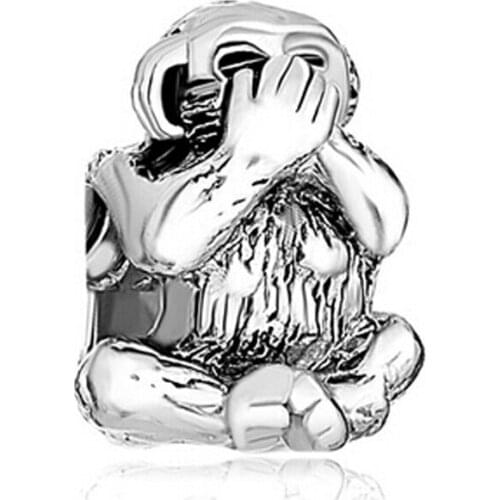 Speak No Evil Monkey Animal Charms Beads Suitable for Pandora bracelets and beads for jewelry making