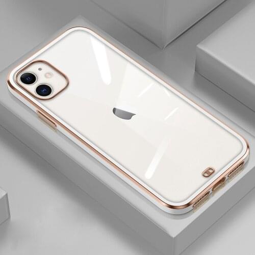 NEW Square Plating Frame Case for IPhone 12 11 Pro Max iPhone XS Max XR X 7 8 Plus SE 2020 Transparent Back Cover