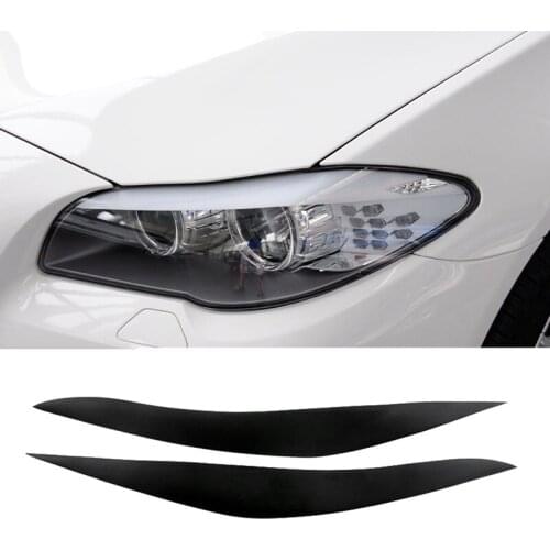 For BMW 5 Series F10 F11 F18 2010-2017 Gloss Black Headlights Eyebrow Eyelid Trim Cover Sticker Refitting