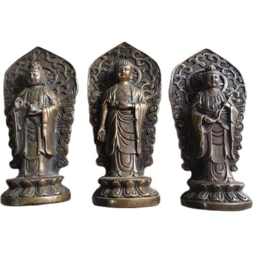 China antique (bronze three treasures sculpture Buddha) decoration collection