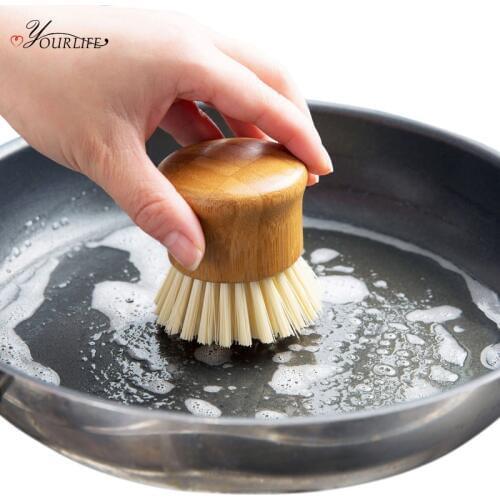OYOURLIFE Kitchen Creative Bamboo Handle Cleaning Brush Scourer Pan Dish Bowl Pot Brush Household Kitchen Cleaning Tools