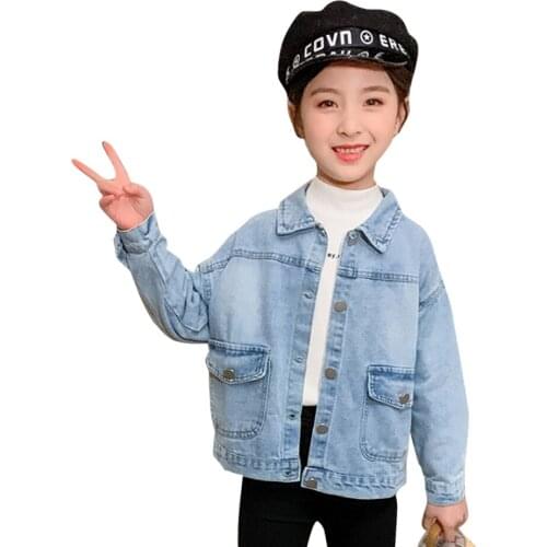 Coat For Girl Embroidery Girls Denim Jacket Coats Casual Style Kids Jacket Spring Autumn Clothes Girl 6 8 10 12 14